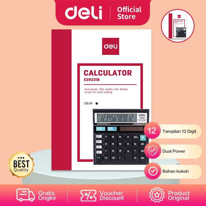Jual DELI Calculator 12 Digits W39231B Deli Kalkulator Perlengkapan