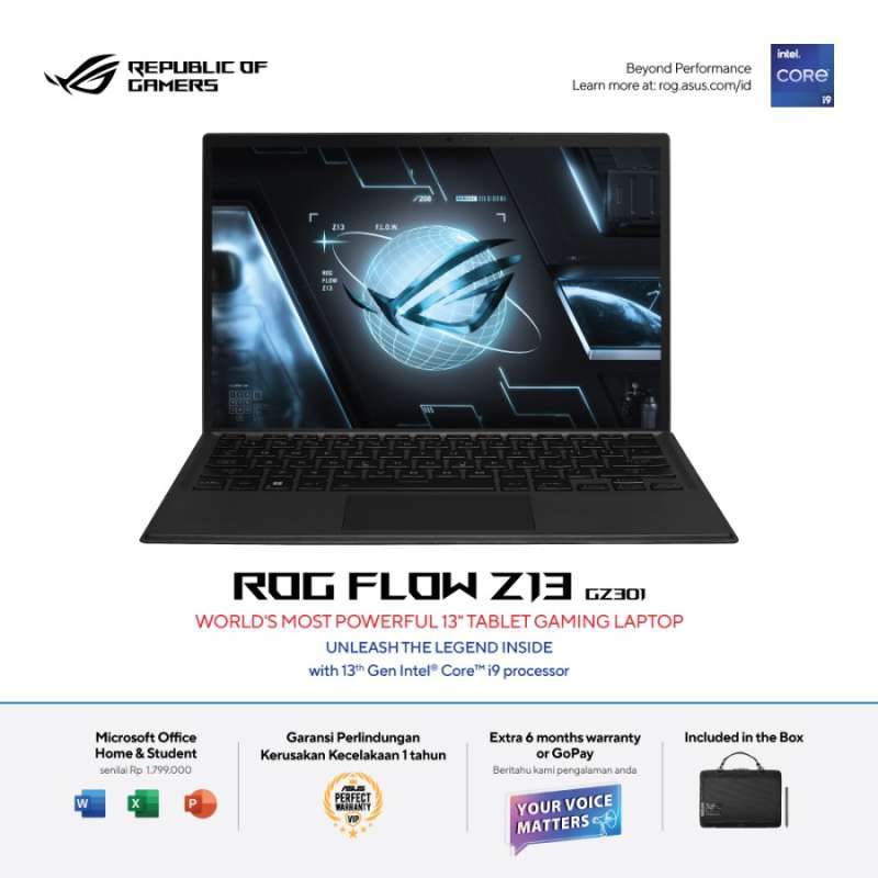 Jual ASUS ROG FLOW Z13 GZ301VFI925G6TO GeForce RTX 2050 i913900H