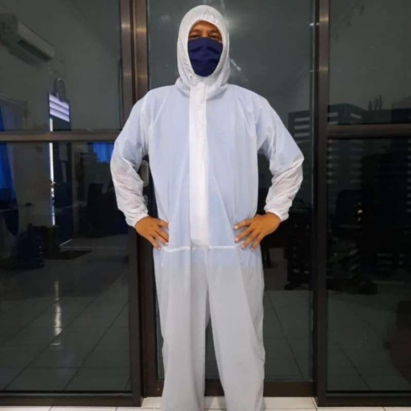 Promo Apd Hazmat Suit Coverall Medis Pvc Karet Putih Wp Tampa Jahitan ...