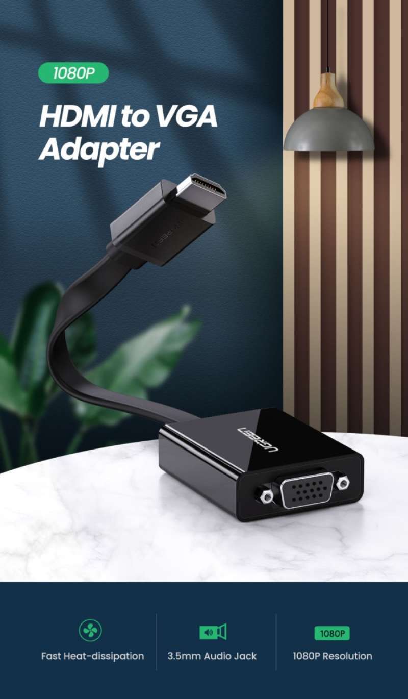 Promo Ugreen 40248 Hdmi To Vga Converter With Audio Diskon 23 Di