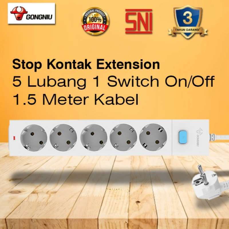 Promo Gongniu Stop Kontak One Switch On Off Kabel Extension Diskon 50% ...