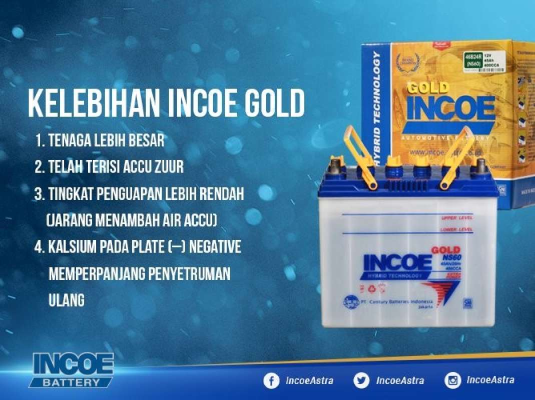 Promo Aki Mobil Strada N70z Incoe Gold Astra Aki Basah 12v / 75ah