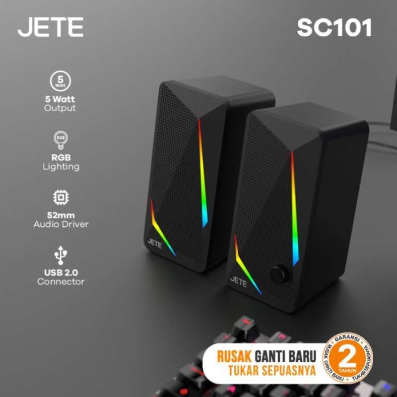 JETE Bluetooth PC Speaker SC101 with 5W Output, RGB LED Lights, and Touch Control, Ideal for Music and Movies on Laptops or Desktop Computers