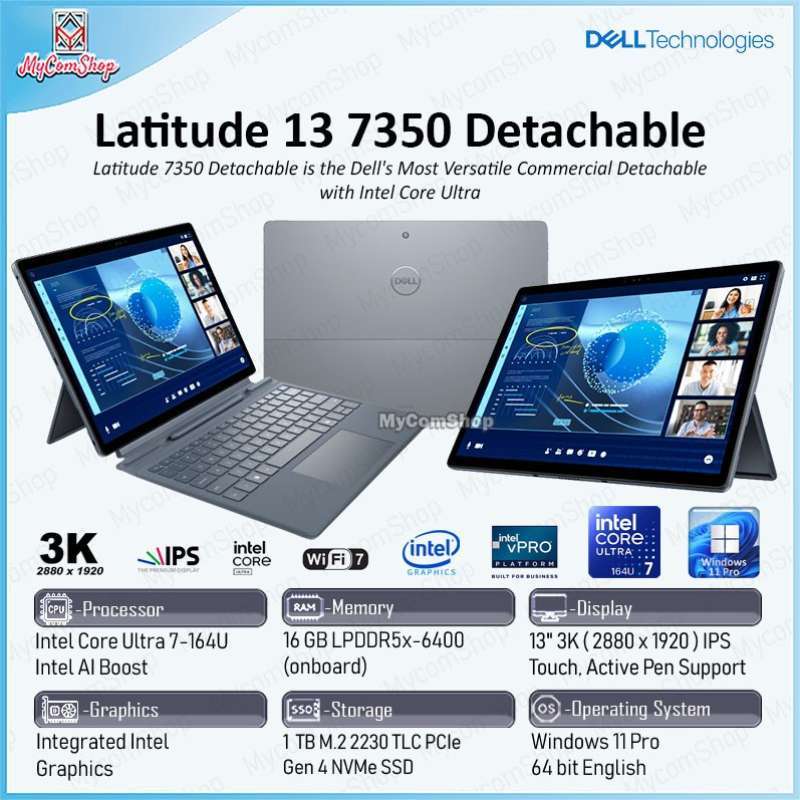 DELL LATITUDE 13 7350 DETACHABLE 2-IN-1 LAPTOP ULTRA 164U 16GB RAM 1TB SSD 13