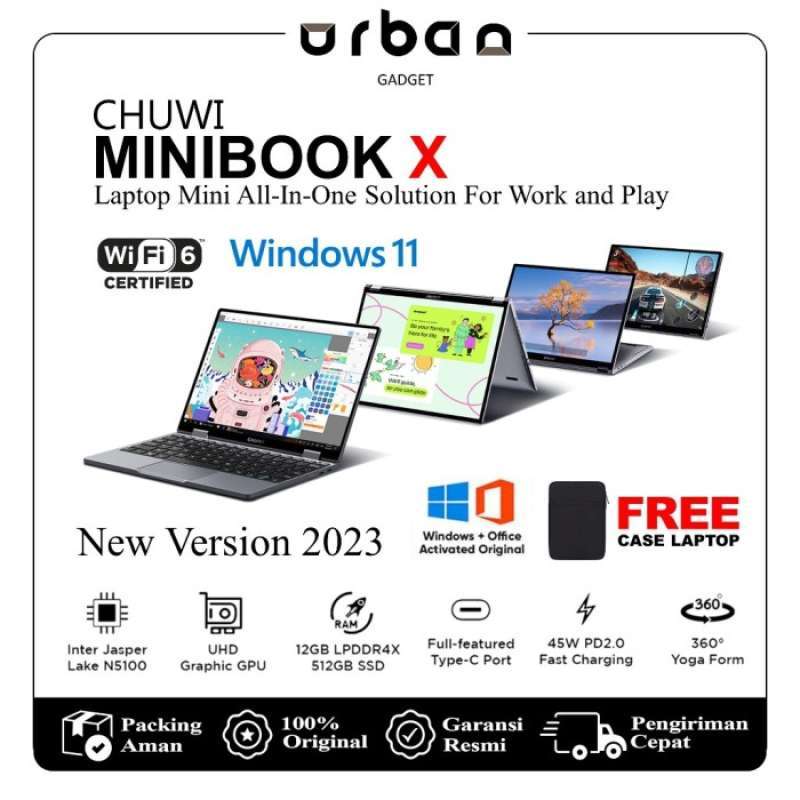CHUWI MiniBook X 10.51-inch Touchscreen Laptop – 360° Rotatable, Intel N5100, 12GB RAM, 512GB SSD