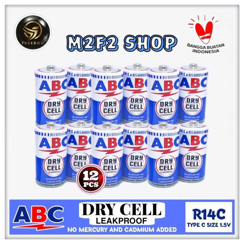 Promo Batu Baterai Abc Biru Dry Cell Ukuran Sedang Type R14c Iec/um-2/c ...