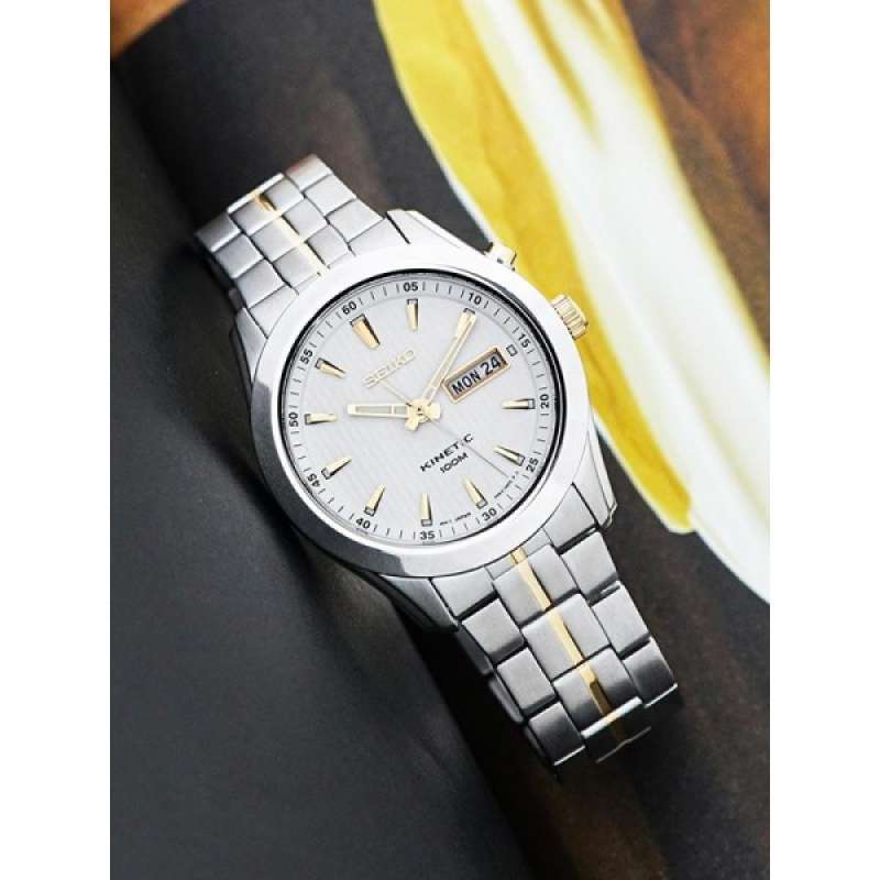 Jam Tangan Seiko Collectors Old Money Season Pria 100 Original Silver Gold Stainless Steel SMY105 P1