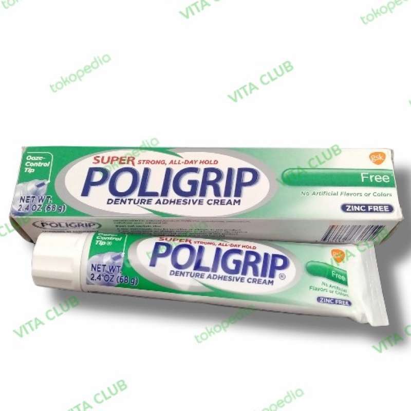 Promo Poligrip Denture Adhesive Cream - Zinc Free (68gr) Ooze Control ...