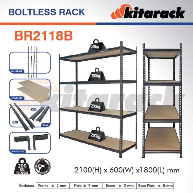 Barat Rack Promo Terbaru Boltless Rack - Br2118b - H: 2100mm, W: 600mm, L: 1800mm ...