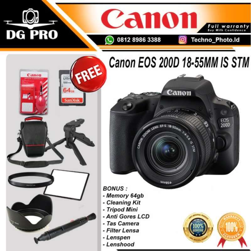 Promo Canon Eos 200d Kit 18-55mm Is Stm Paket Bonus - Kamera Slr Canon ...