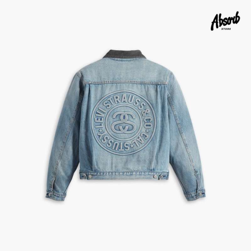 Stüssy x Levi's Embossed Praglad Trucker Jacket Stussy Rugged-Blue