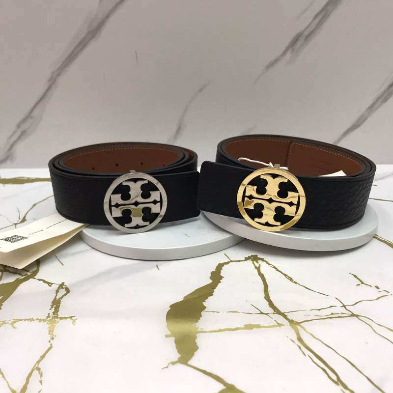 Tory Burch Women's Miller Reversible Belt in Black Silver