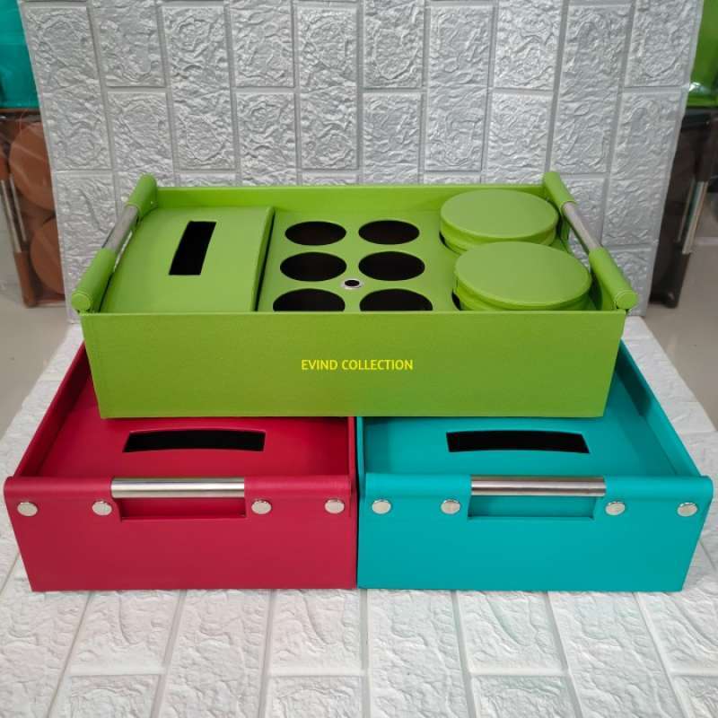 Jual Tempat Aqua Gelas 3 In 1 Isi 6 Cup + Tempat Tisu Meja + Toples ...
