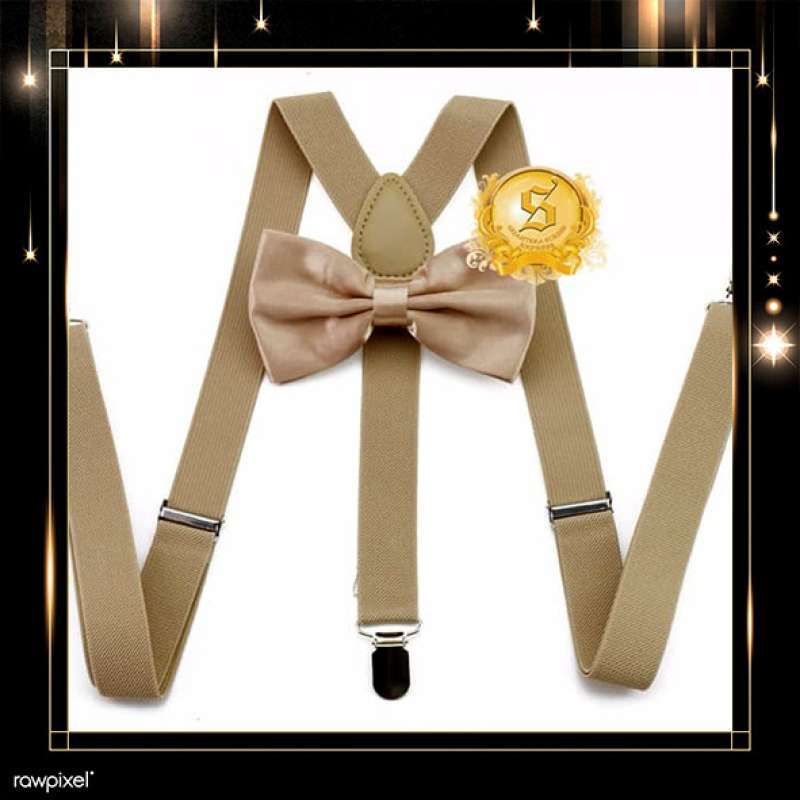 Jual Suspender Dasi Kupu Dewasa Set Suspenders Cream Champagne Import