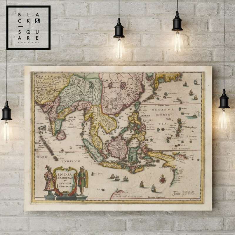 Jual Peta Indonesia Vintage / Antique - Replica Vintage Map + Frame ...