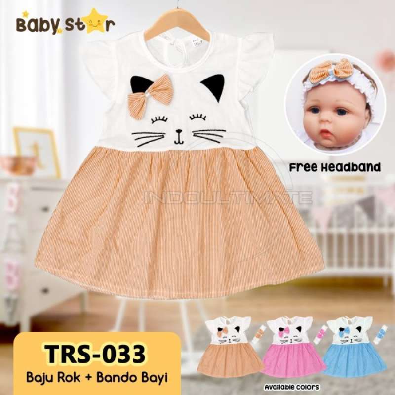 Jual Pakaian Bayi Cewek/dress Baju Bayi Perempuan + Bando Di Seller My
