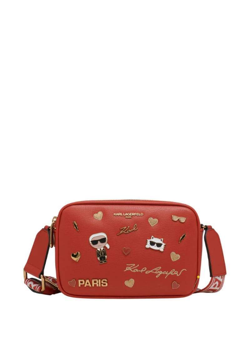 Promo Karl Lagerfeld Paris Maybelle Pins Camera Crossbody Burnt