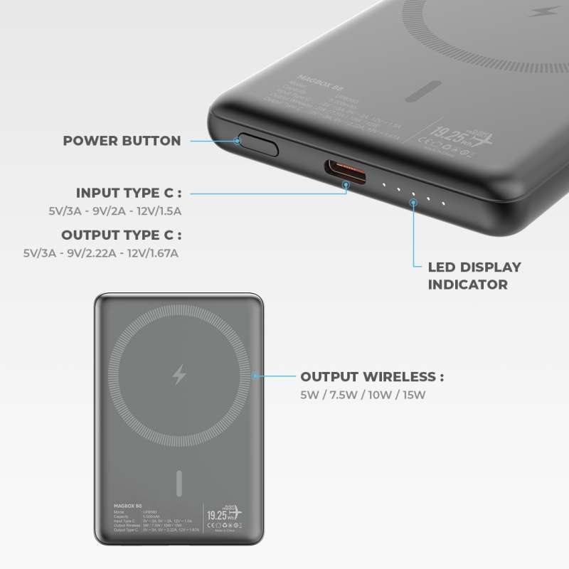 Powerbank Baladéo Format Carte De Crédit - Micro USB + Lightning - Universelle, Neuve