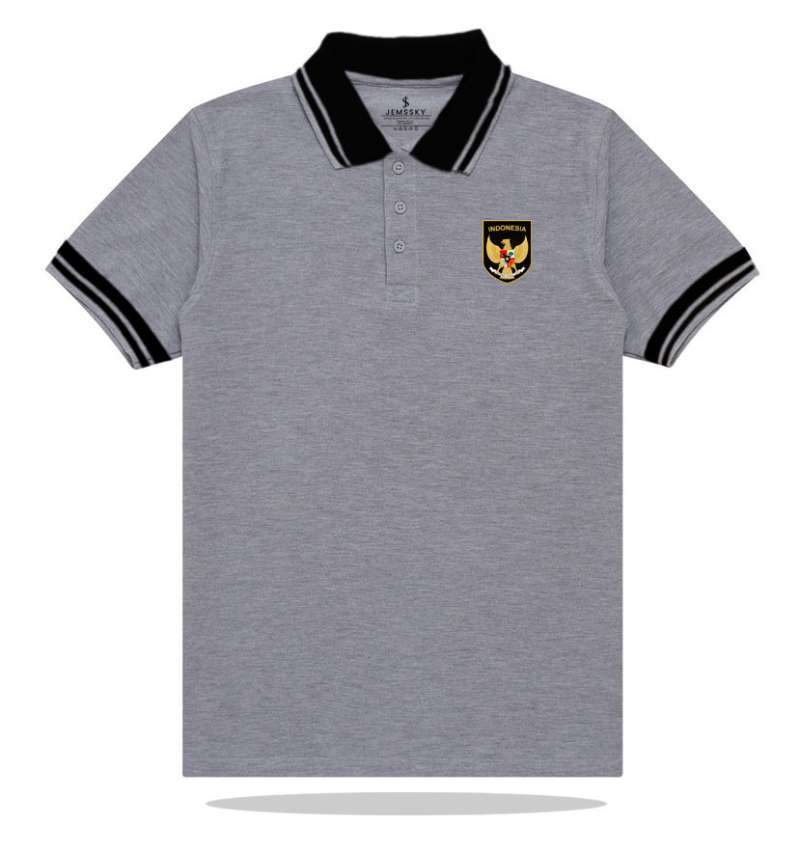 Jemssky Polo Shirt Putih Kombinasi Hitam Print Timnas Garuda Terkeren Baju Kerah Brand Quality