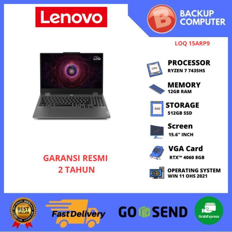 LAPTOP LENOVO LOQ 15ARP9 83JC001YID RYZEN 7435HS 12GB RAM/ RTX 4060 8GB