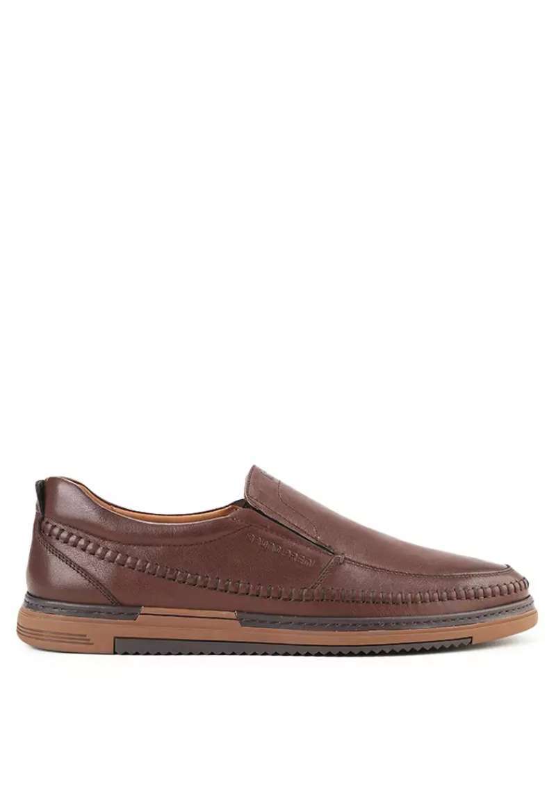 BRUNO PREMI KICKERS SEPATU SLIP ON PRIA ORIGINAL KULIT ASLI ORI KASUAL  CASUAL SEMI FORMAL COKLAT BROWN BPM02