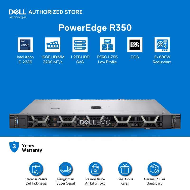 Jual Dell Poweredge R350 Server [e-2336-16gb-1.2tb Sas-dos-3yr] Dell ...