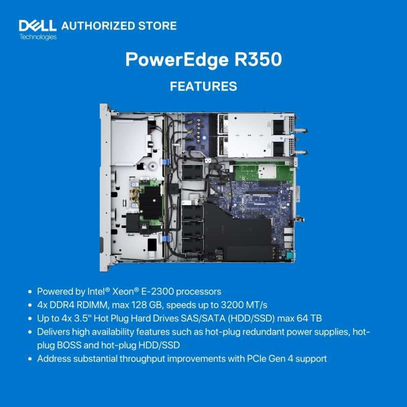 Jual Dell Poweredge R350 Server [e-2336-16gb-1.2tb Sas-dos-3yr] Dell ...