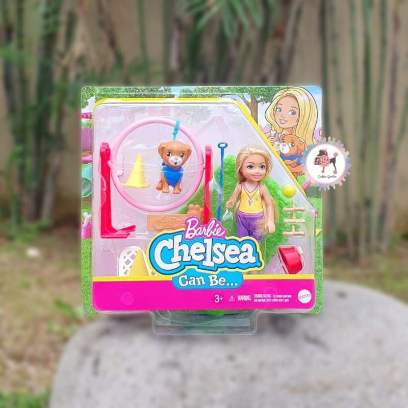Barbie Chelsea Can Be Dog Trainer Playset Blonde Doll Boneka Anak