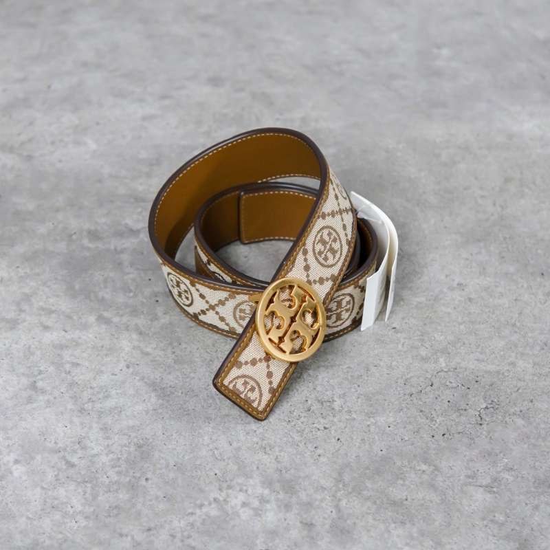 Jual Sabuk Tory Burch Buckle Gold Monogram Brown Belt 100