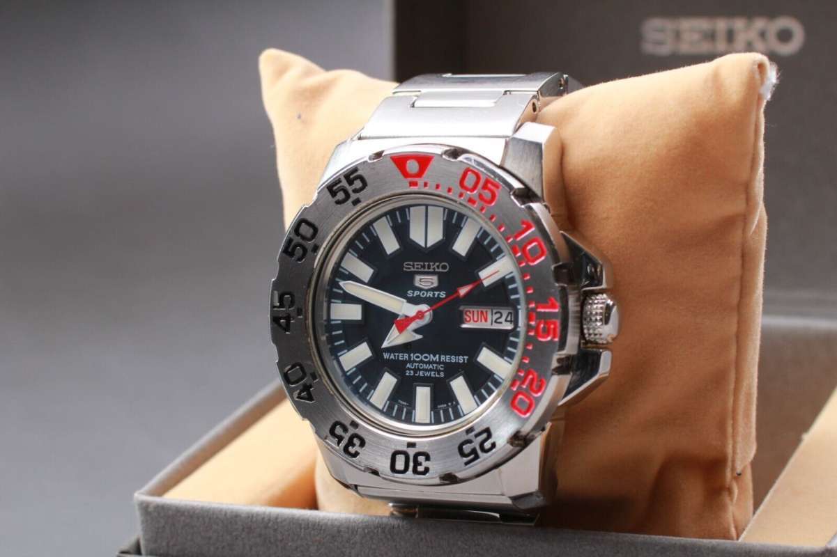 Promo Seiko 5 Sports Snzf47k1 Mini Monster Black Dial Jam Tangan 