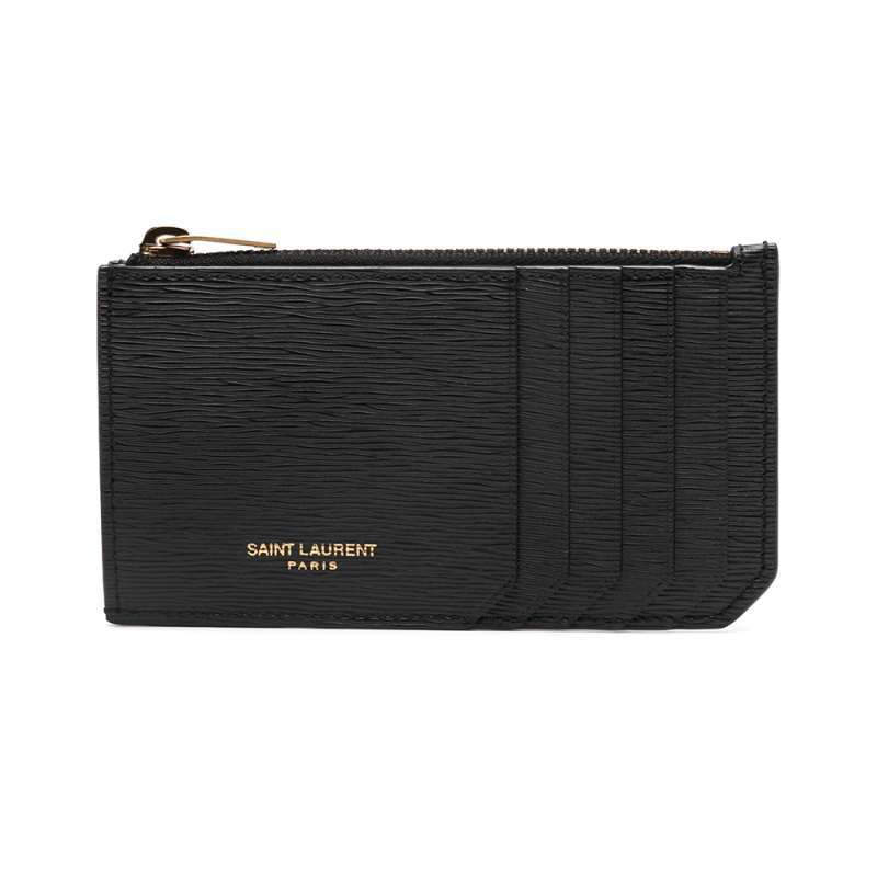 Saint Laurent Fragments Ripple Embossed Leather Card Case Black