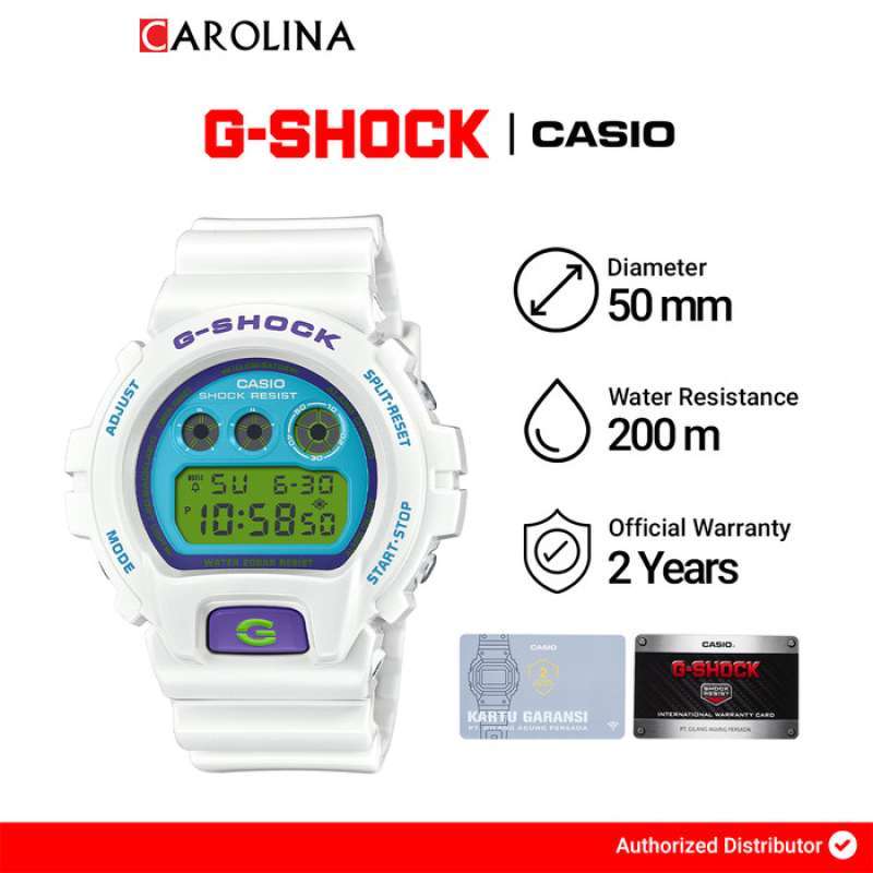 Jam Tangan Pria Casio G-Shock DW-6900RCS-7D Crazy Colors Digital Dial White  Resin Band