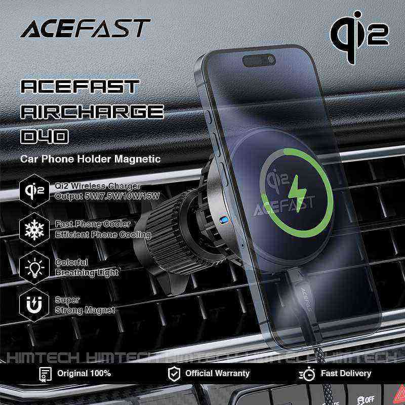 ACEFAST AIRCHARGE D40 Qi2 Wireless Charger Magnetic Car Phone Holder  Handphone Kisi AC Air Vent Mount Magnet Fast Wireless Charging 15W Magsafe