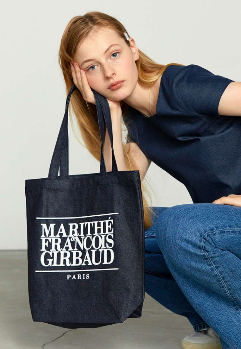 ☆Marithe + Francois Girbaud☆ CLASSIC LOGO DENIM ECO BAG da Promo Marithe + Francois Girbaud Classic Logo Denim Eco Bag