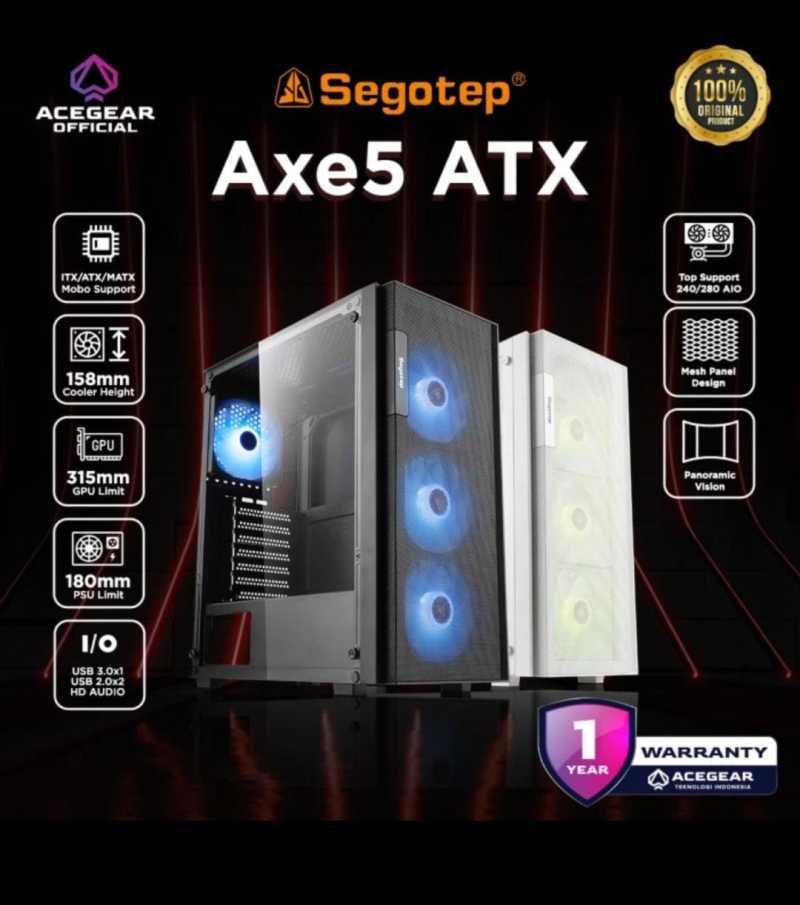 Jual Segotep AXE 5 Black And White Atx Pc Case Casing - Putih Di Seller ...
