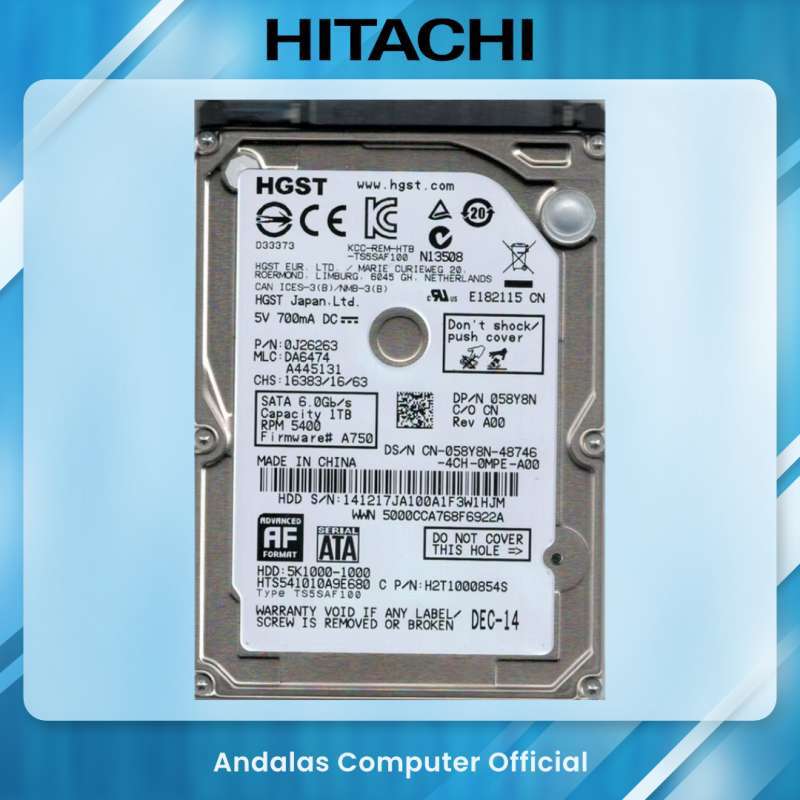 Jual Hardisk Laptop Hitachi/hgst 1tb Hdd Rf Laptop Hard Disk