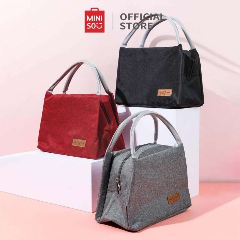 Miniso X Lunch Bag Tote Bag Zipper Closure Large Capacity Insulation  Function Sederhana dan Nyaman（可添加到旧SKU：6931798882797）