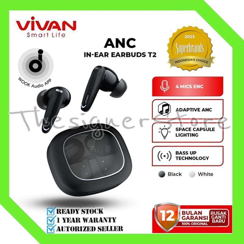 Promo Vivan Space T2 Tws Earphone Bluetooth Anc Enc 42h