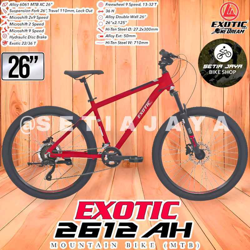 Sepeda Gunung MTB 26 Inch EXOTIC 2612 AH Frame Alloy, 2x9 Speed, Rem  Hidrolik, Mountain Bike By Pacific New