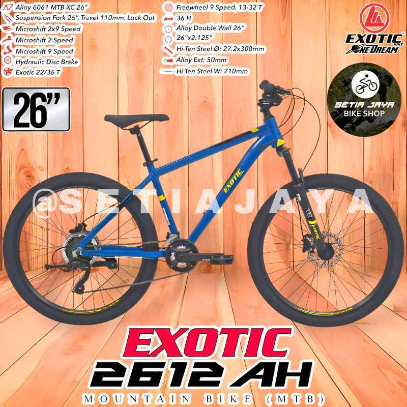 Jual Sepeda Gunung Mtb 26 Inch Exotic 2612 Ah Frame Alloy, 2x9