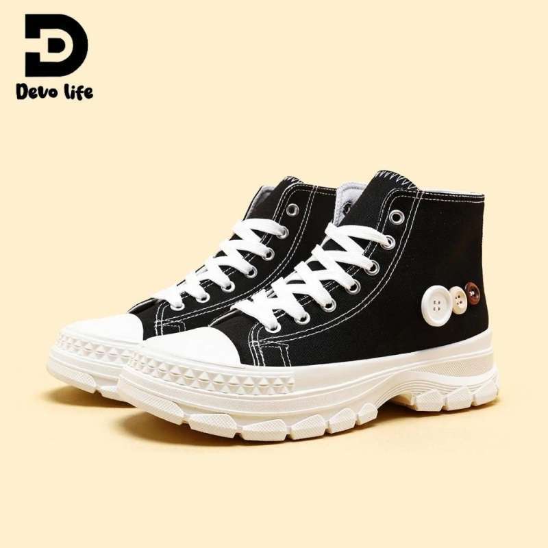 Jimin High Sneakers Wanita Sepatu Canvas Tebal Anti Slip Modis Korea Style