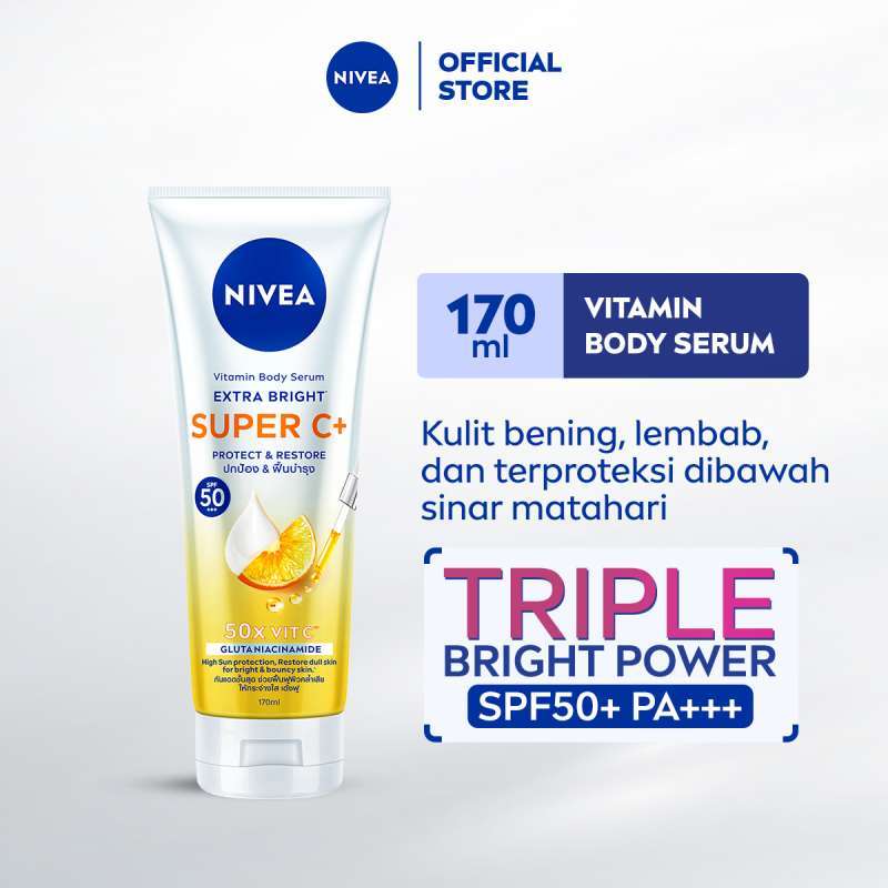 Promo NIVEA Body Serum Extra Bright Super C+ Spf 50+ Pa+++ 170ml - Mencerahkan Dengan Triple Bright Power Diskon 5% Di Seller NIVEA Flagship Store - Gudang Blibli