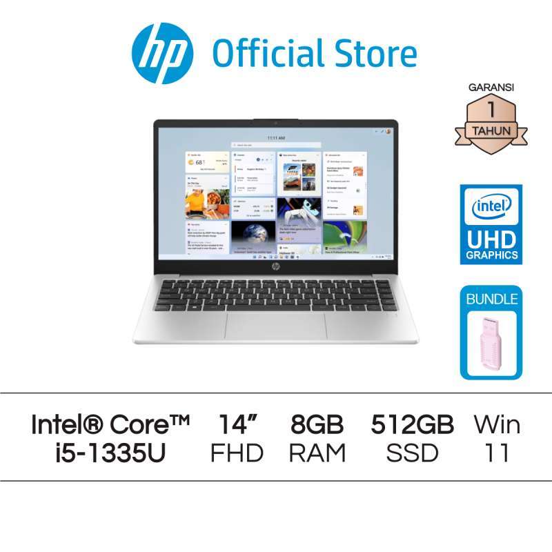 HP 240 G10 Silver Laptop dengan Intel Core i5 dan 8GB RAM, 512GB SSD, serta Backlit Keyboard, ideal untuk Profesional dengan Garansi Resmi 2 Tahun