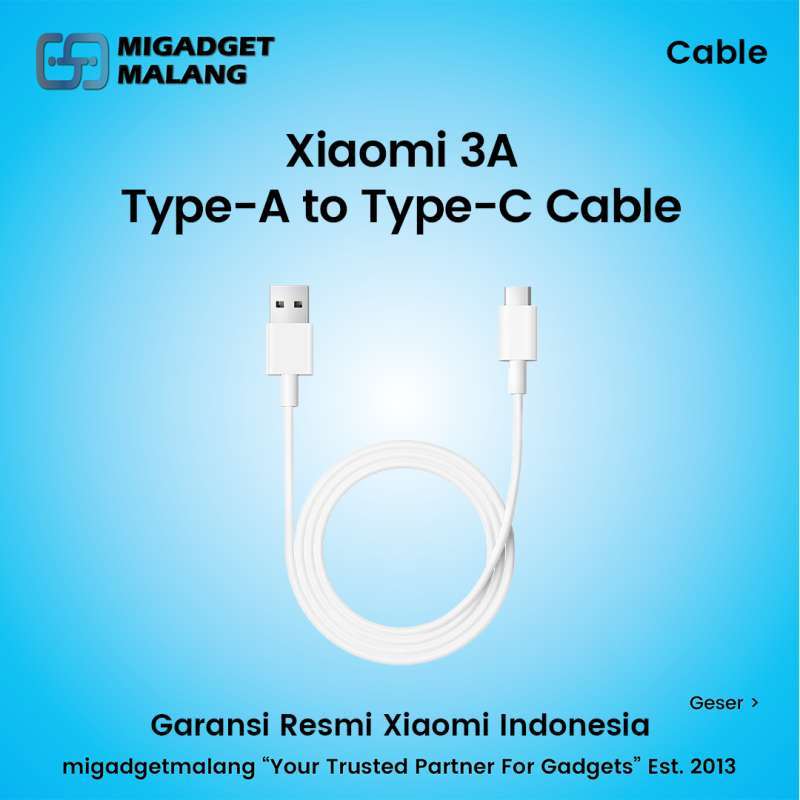 Jual Xiaomi 3a Usb-a To USB-C Cable 1m Kabel USB A To C 3a 100cm Di ...