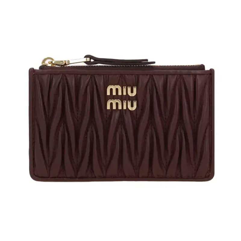 Promo Miu Miu Matelassé Nappa Leather Card Case Burgundy Diskon 34