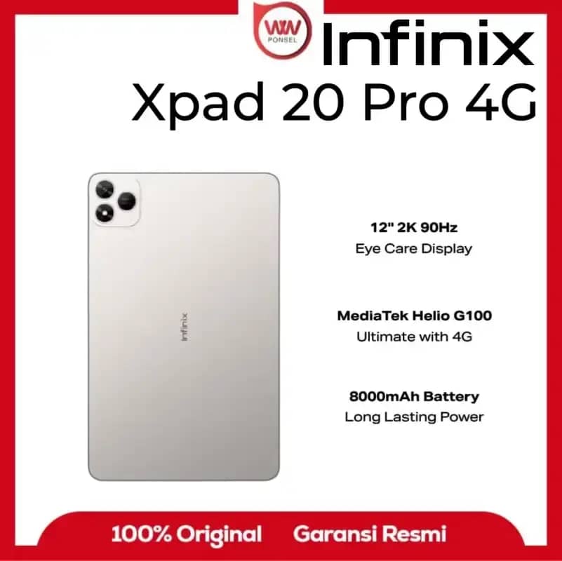 Infinix Xpad 20 Pro Tablet 8GB RAM dengan Layar 12 Inch dan Penyimpanan Internal 256GB, Garansi Resmi. Ideal untuk Penggunaan Sehari-hari oleh Pelajar