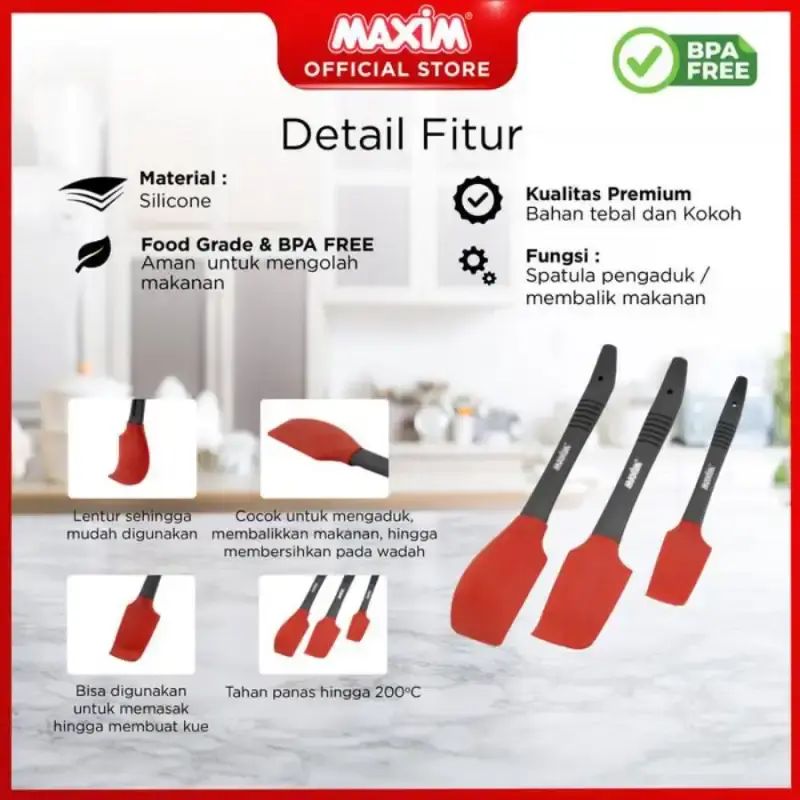 Jual Maxim Tools Silicone Spatula / Sutil Nylon Tahan Panas Di Seller ...