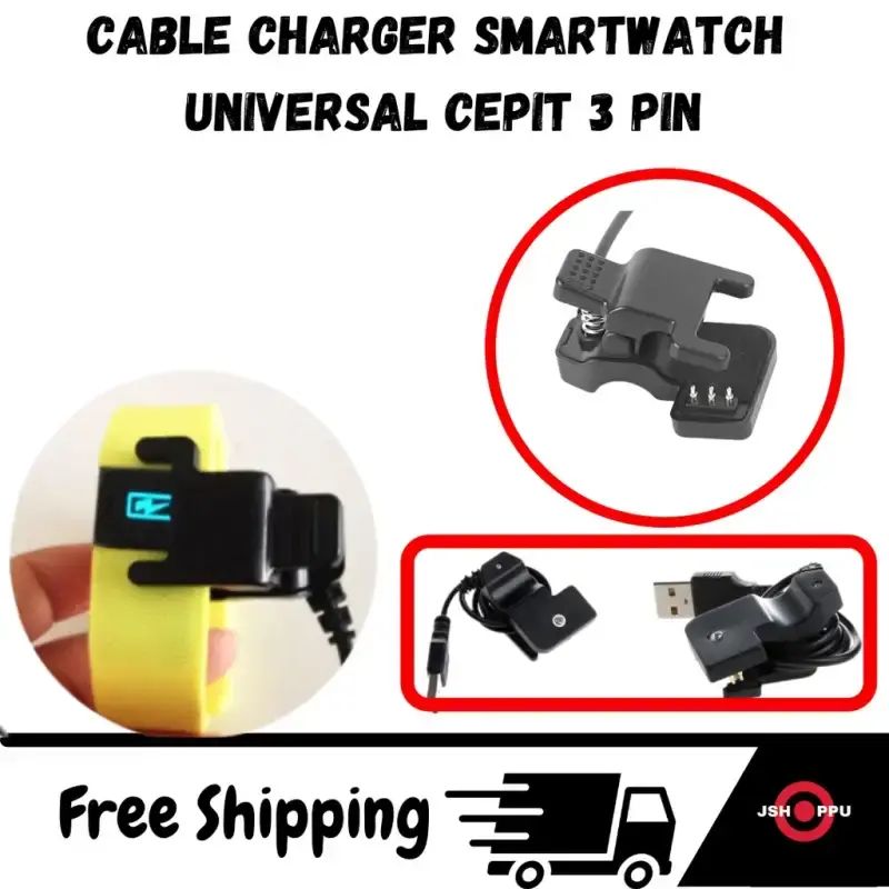 Jual Kabel Charger Smartwatch Cepit 3 Pin 6mm Universal Cas Smartband ...