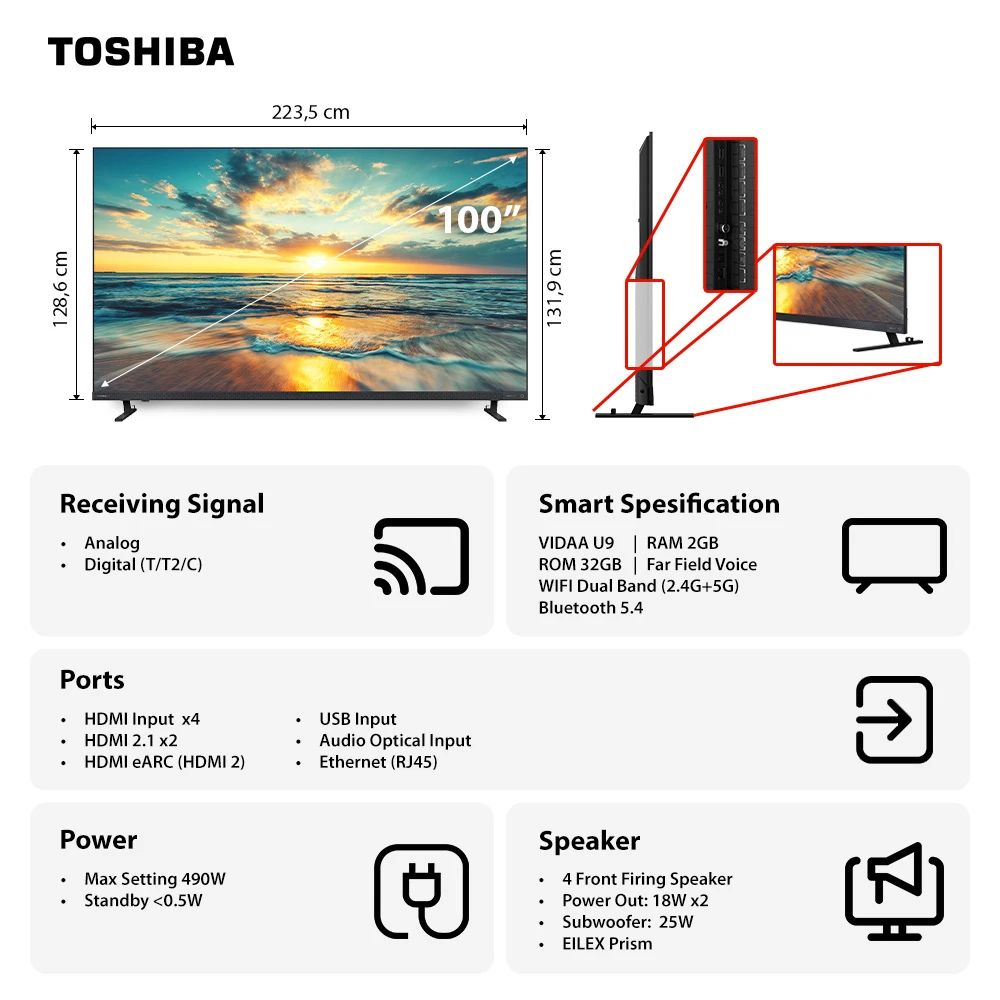 Promo [ai 4k Native 144hz Mini Led Tv] Toshiba 100 - 288fps Hsr ...