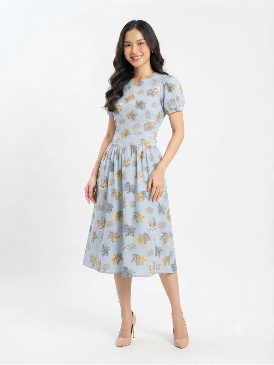 midi dress lengan pendek Hamlin Rachel Wanita Model Menyatu Korean Sty  Mississippi La Naturecree Midi Dress